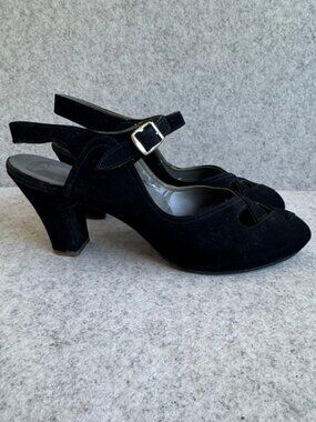 Vintage 1950's Natural Poise Back Suede Heels, 7.5